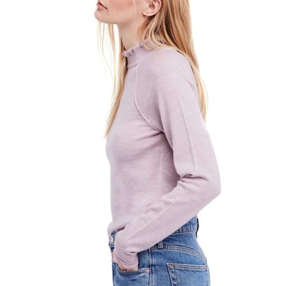 Free People Womens Ruffled Pullover Sweater in Lilac - Picture 11 of 11